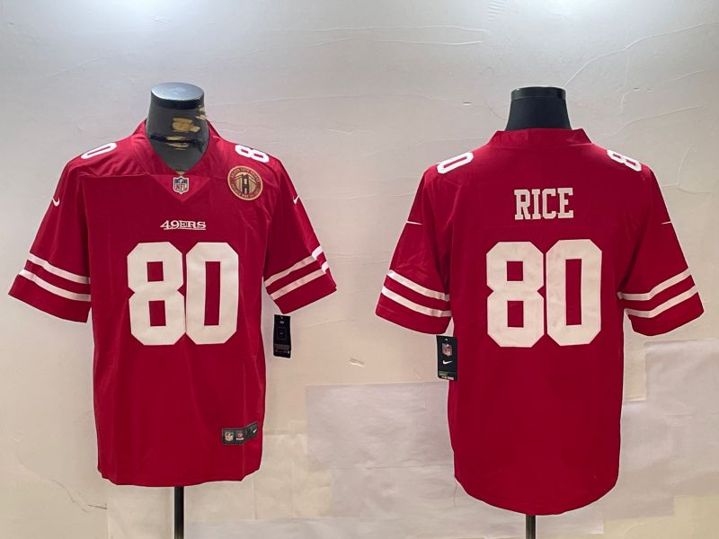 Men San Francisco 49ers #80 Rice Red Second generations 2024 Nike Limited NFL Jersey style 4->san francisco 49ers->NFL Jersey
